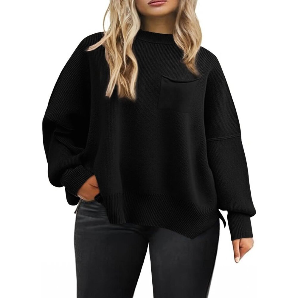 Plus Size Oversized Knit Sweater Women High Neck Long Sleeve Chunky Top
